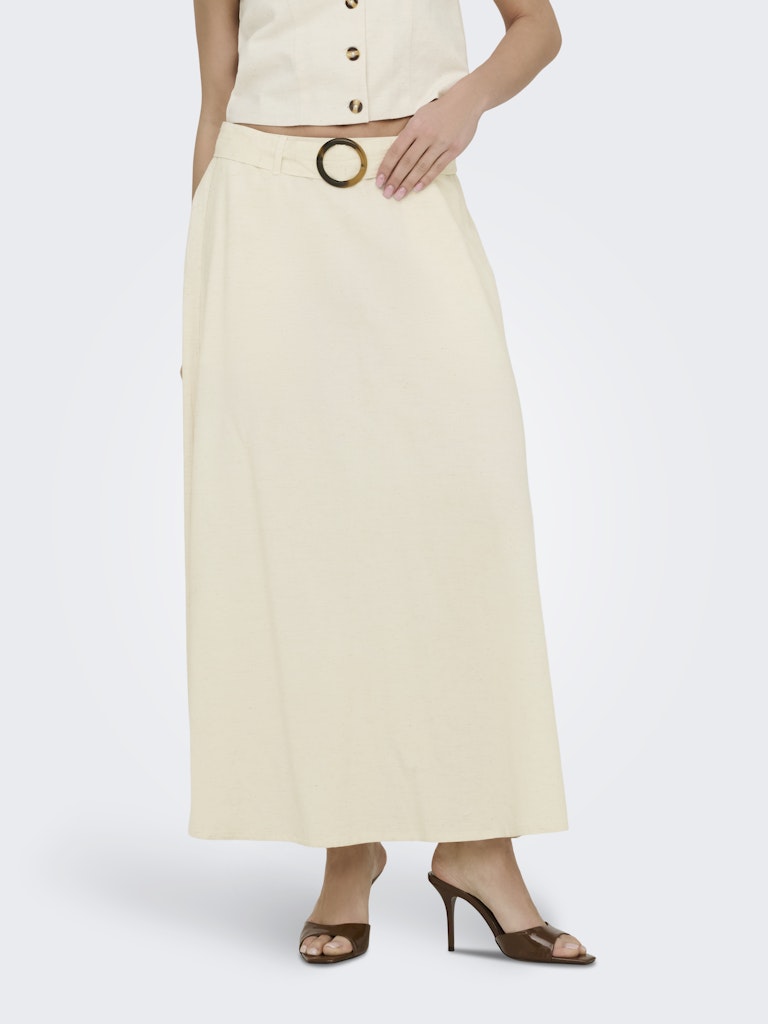 Jdymilan Linen Hw Belted Skirt Wvn Dia - Beige