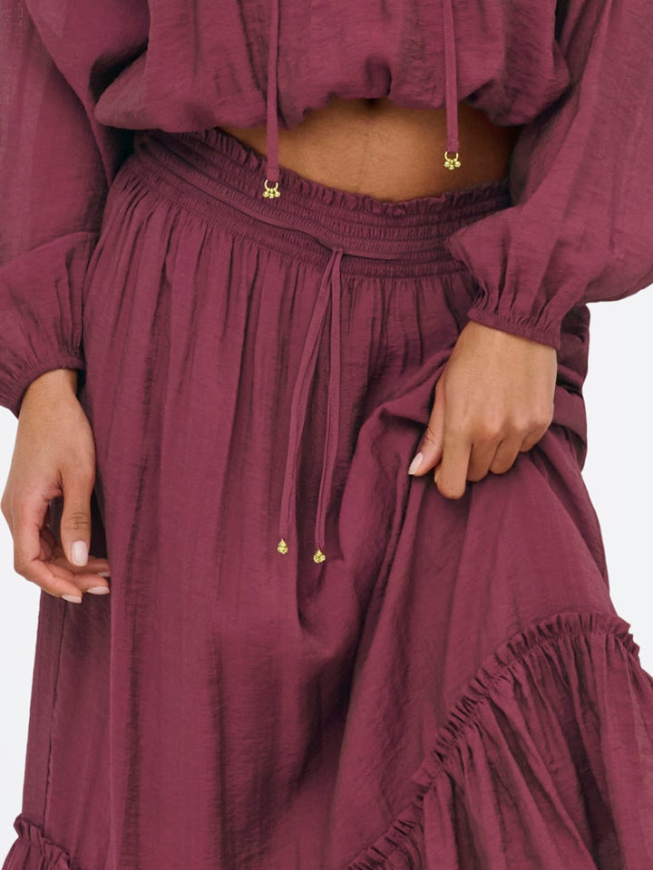 Jdypaige Mw Midi Skirt Wvn - Steenrood