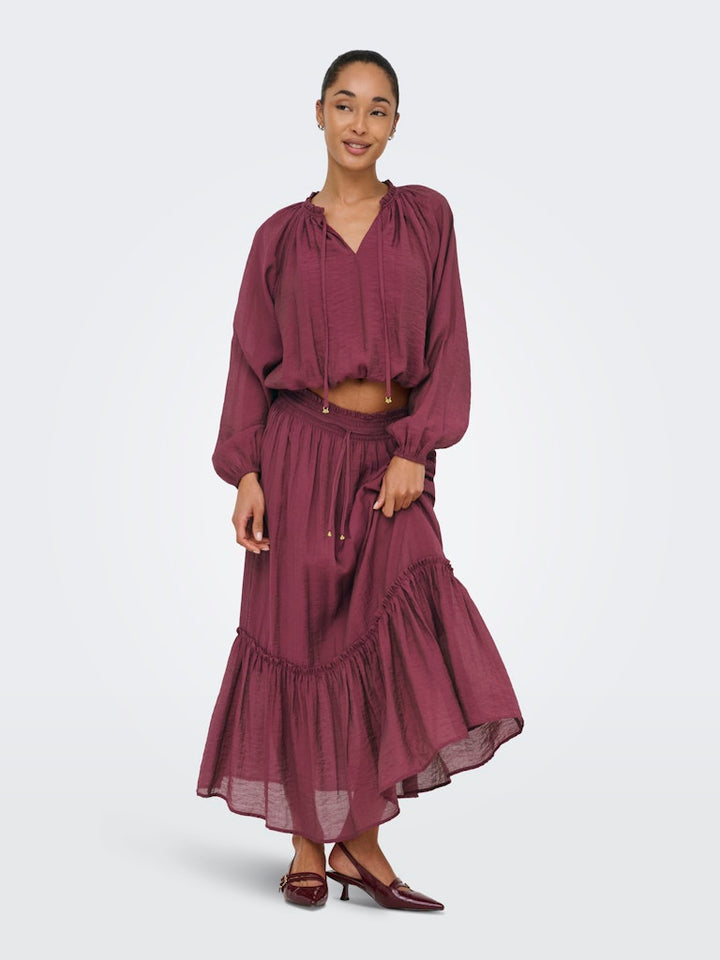 Jdypaige Mw Midi Skirt Wvn - Steenrood