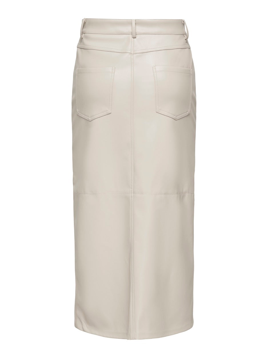 Onlrima Faux Leather Long Skirt Otw - Beige