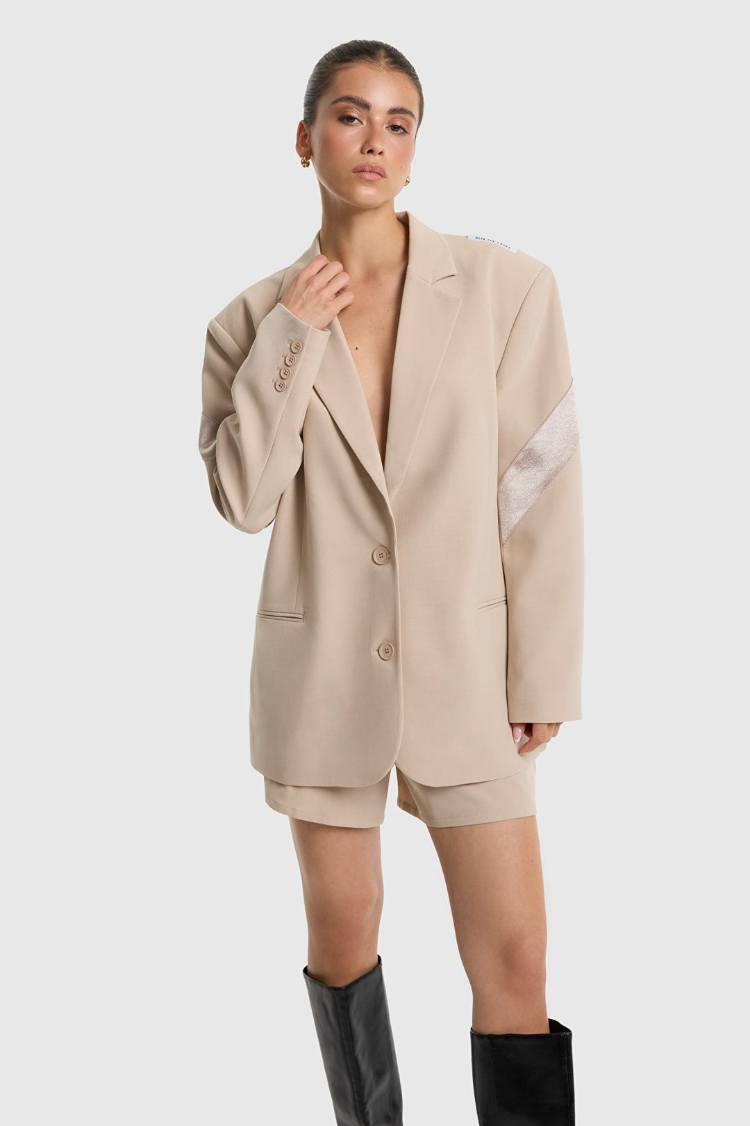 Shiny Pannel Blazer - Zand