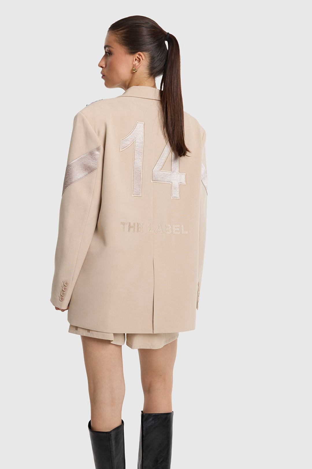Shiny Pannel Blazer - Zand