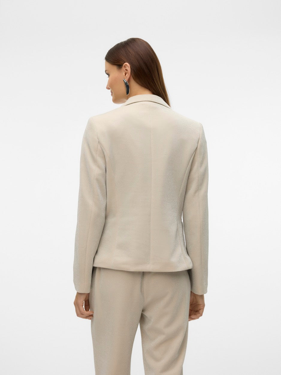 Vmshali Ls Fitted Shiny Blazer - Beige