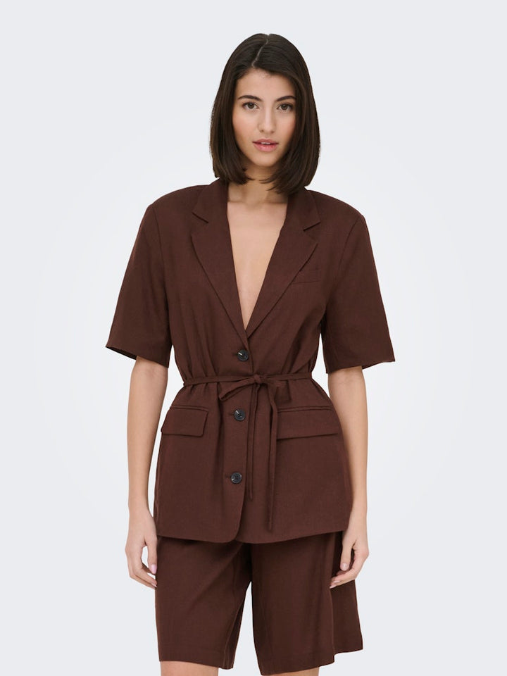 Jdynaomi Linen S/s Belt Blazer Tlr - Bruin