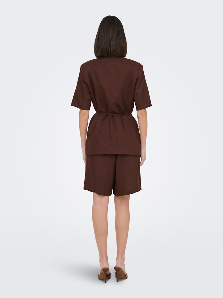 Jdynaomi Linen S/s Belt Blazer Tlr - Bruin