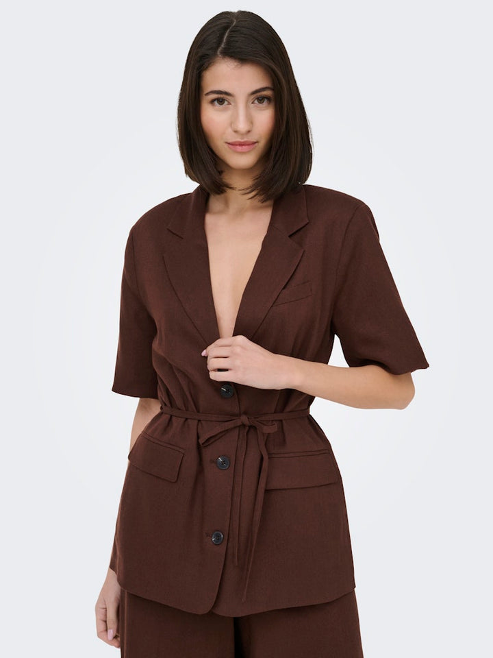 Jdynaomi Linen S/s Belt Blazer Tlr - Bruin