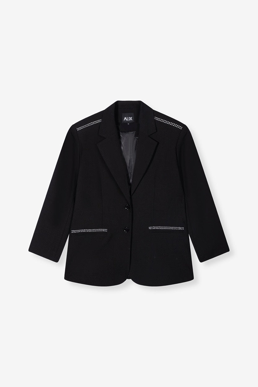 Ladies Woven Studs Blazer - Zwart