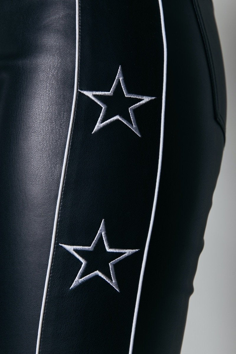 Chloe Faux Leather Star Pants - Zwart Dessin