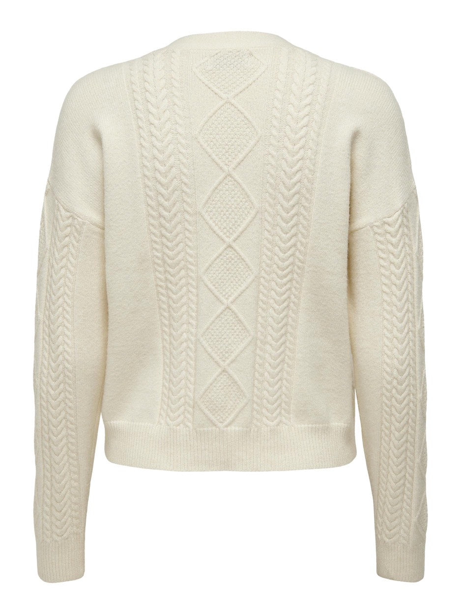 Onlfia Ls String Cable Cardigan Knt - Off-white