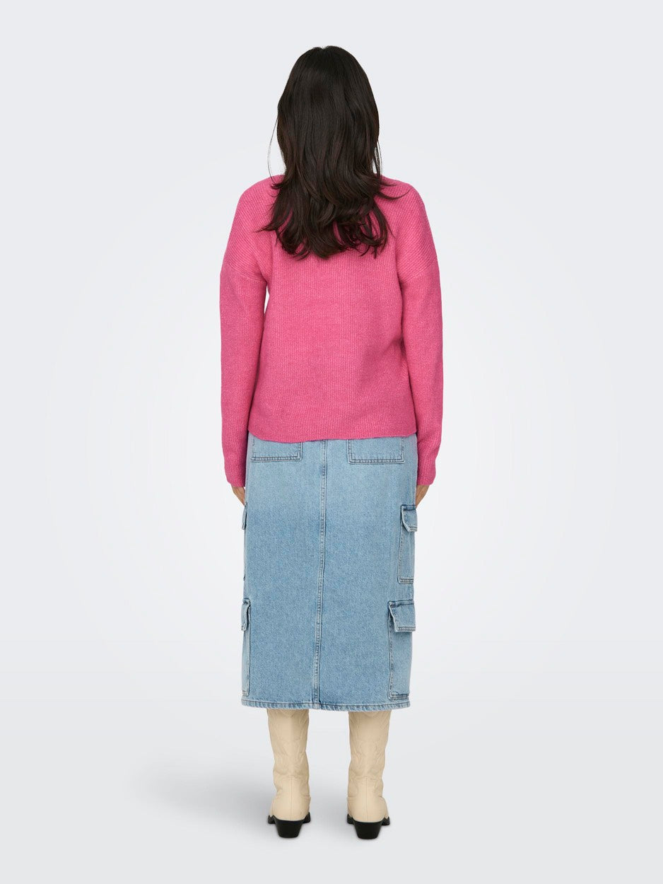 Onlcamilla V-neck L/s Pullover Knt - Pink