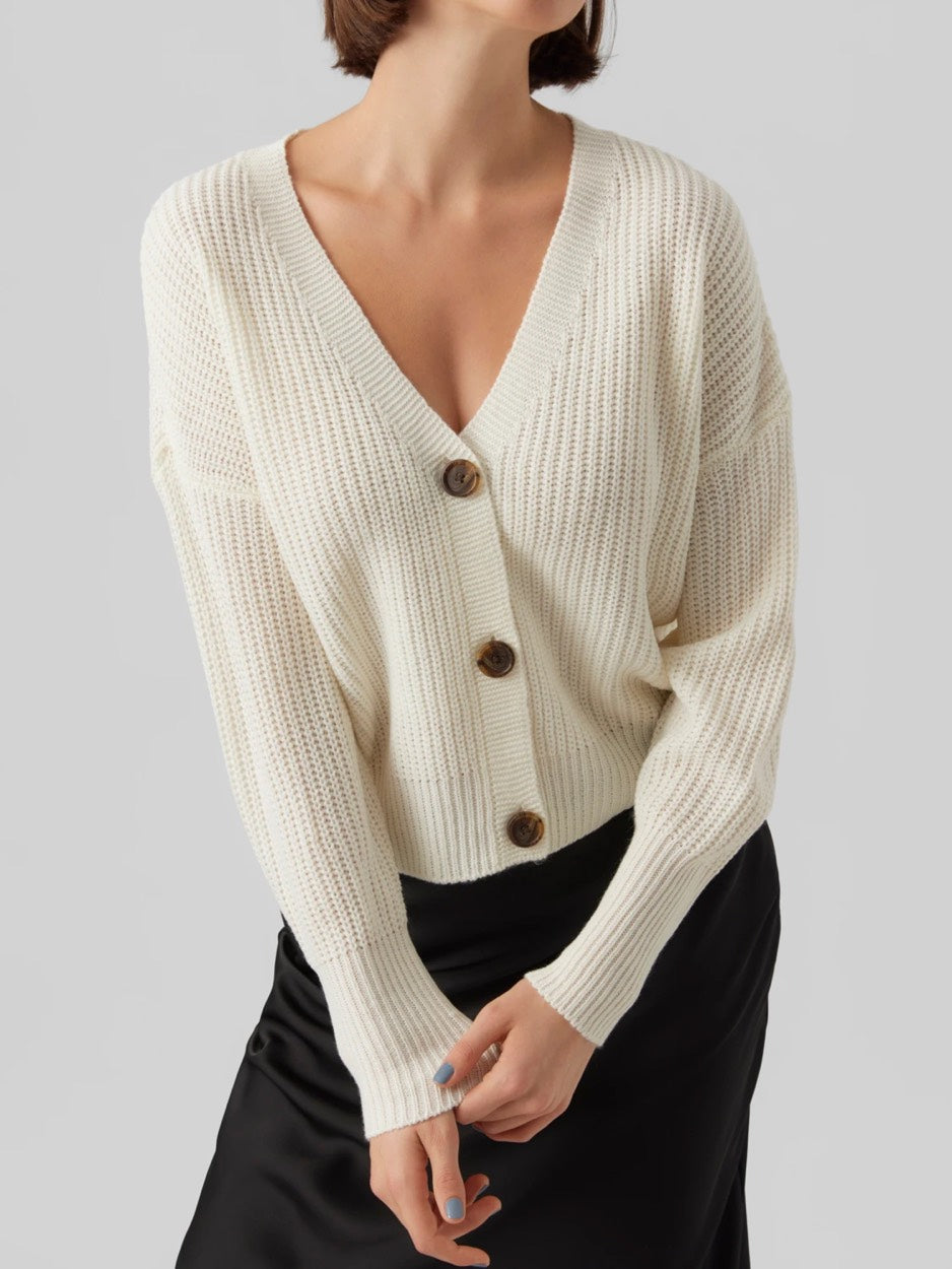 Vmlea Ls V-neck Cuff Cardigan Noos - Off-white