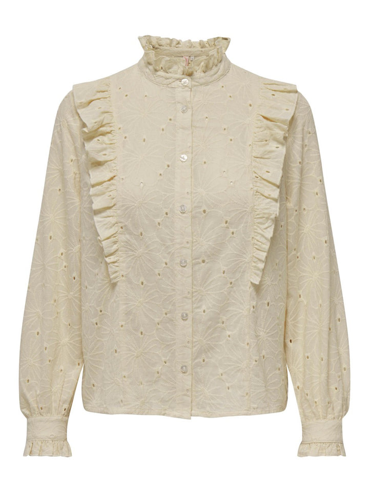 Onlvanessa Ls Emb Shirt Wvn - Beige