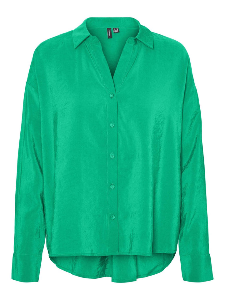 Vmqueeny Ls Oversize Shirt Wvn Ga N - Groen