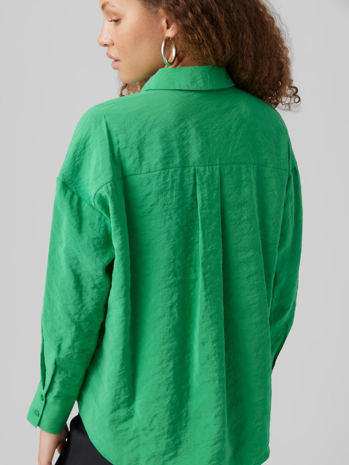 Vmqueeny Ls Oversize Shirt Wvn Ga N - Groen