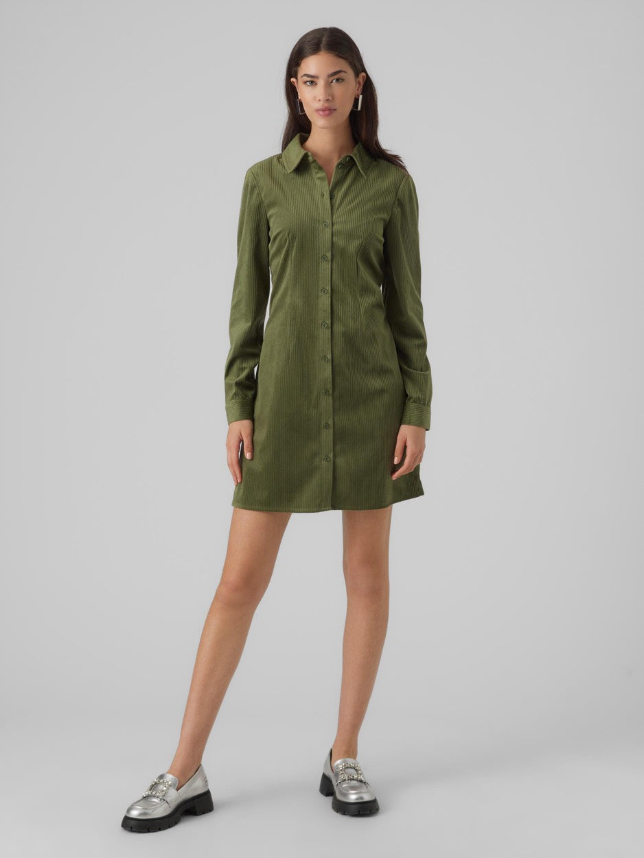 Vmtrim Ls Short Shirt Dress Wvn - Groen