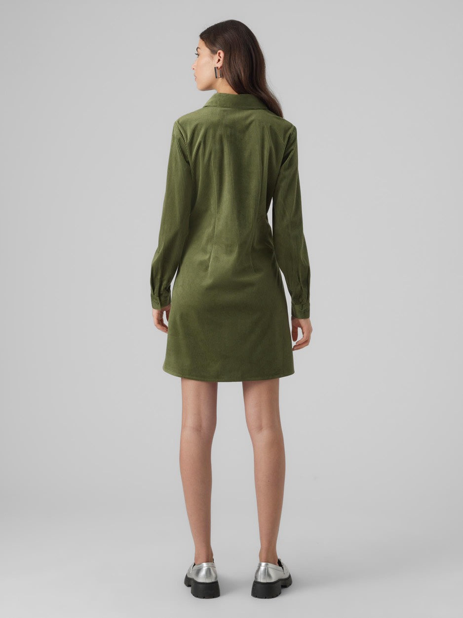 Vmtrim Ls Short Shirt Dress Wvn - Groen