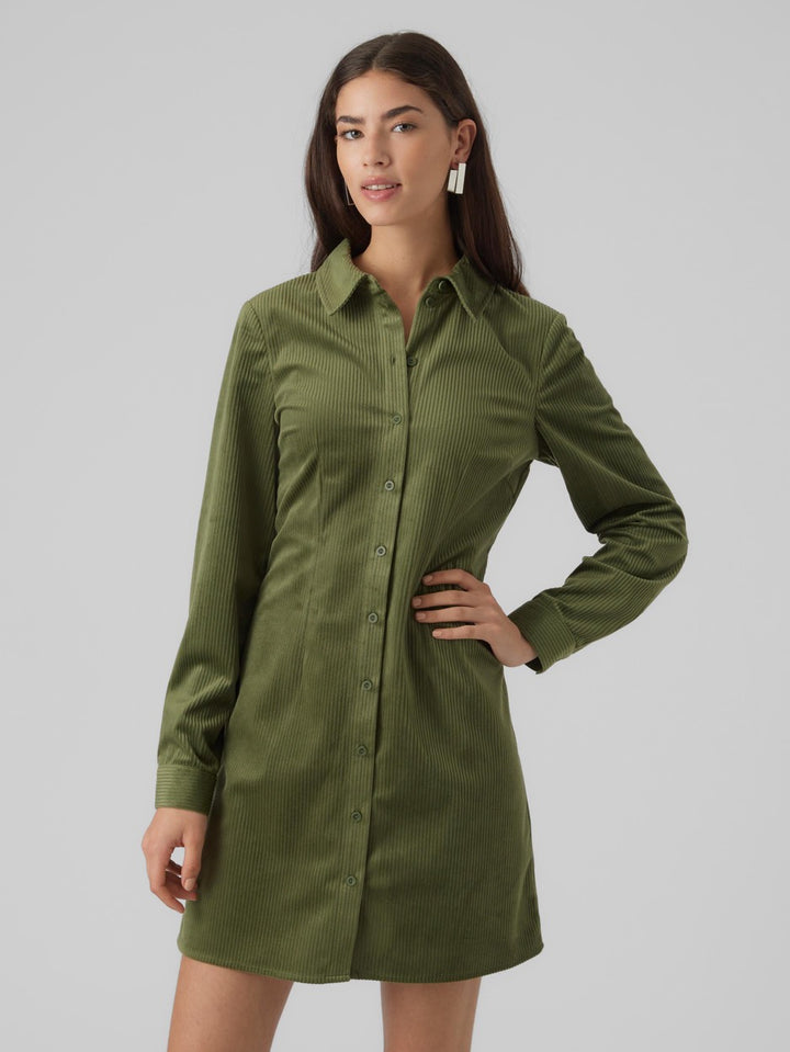 Vmtrim Ls Short Shirt Dress Wvn - Groen