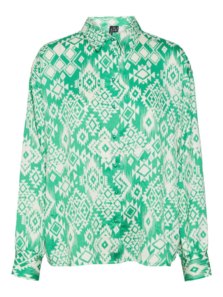 Vmgema Gida L/s Shirt Wvn Btq - Groen Dessin