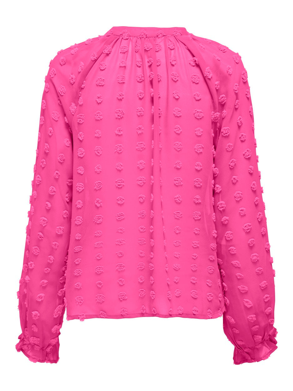 Onlpixi Dobby Life Button Top Wvn C - Fuchsia