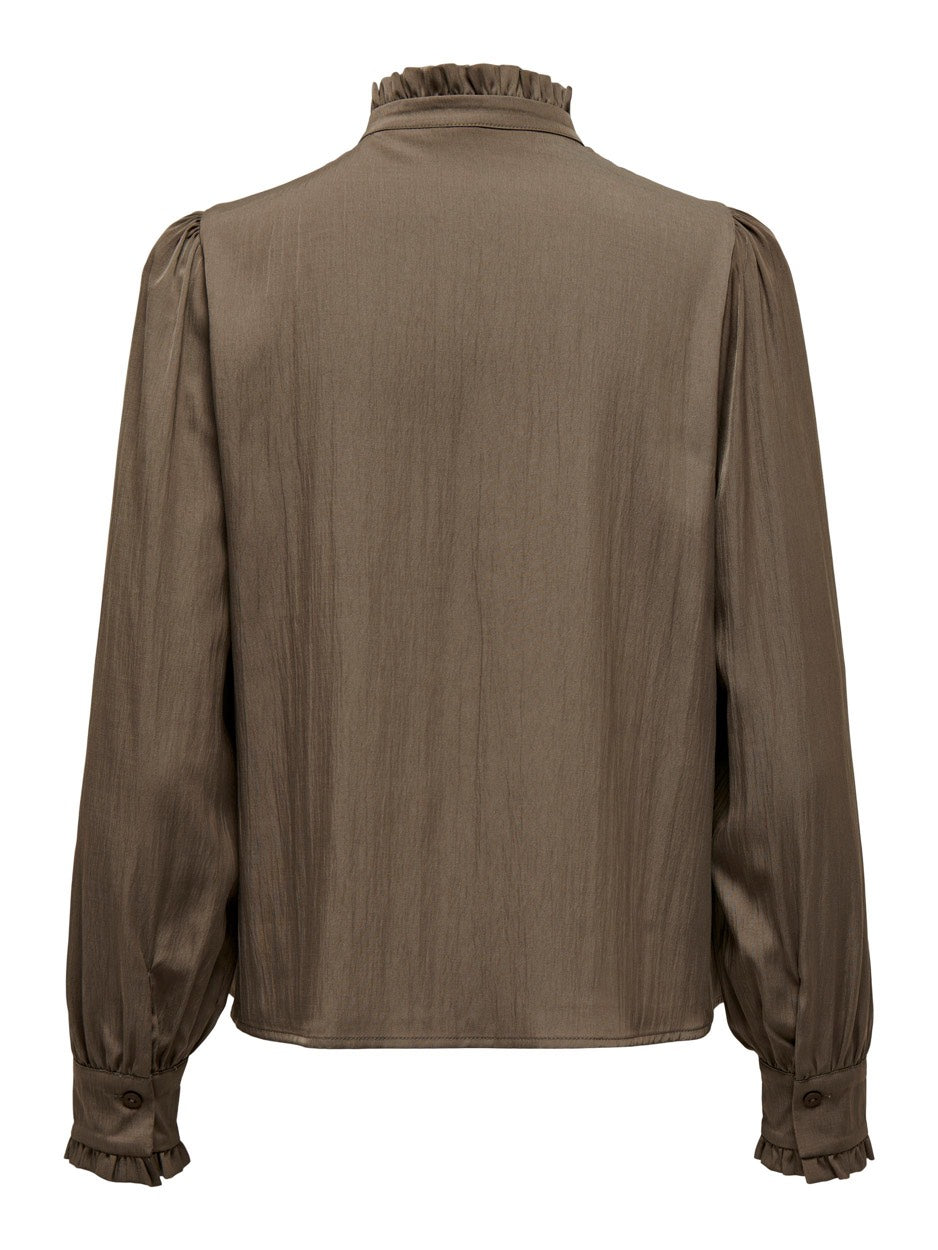 Onlsara Haylee Ls Pleat Shirt Wvn - Taupe