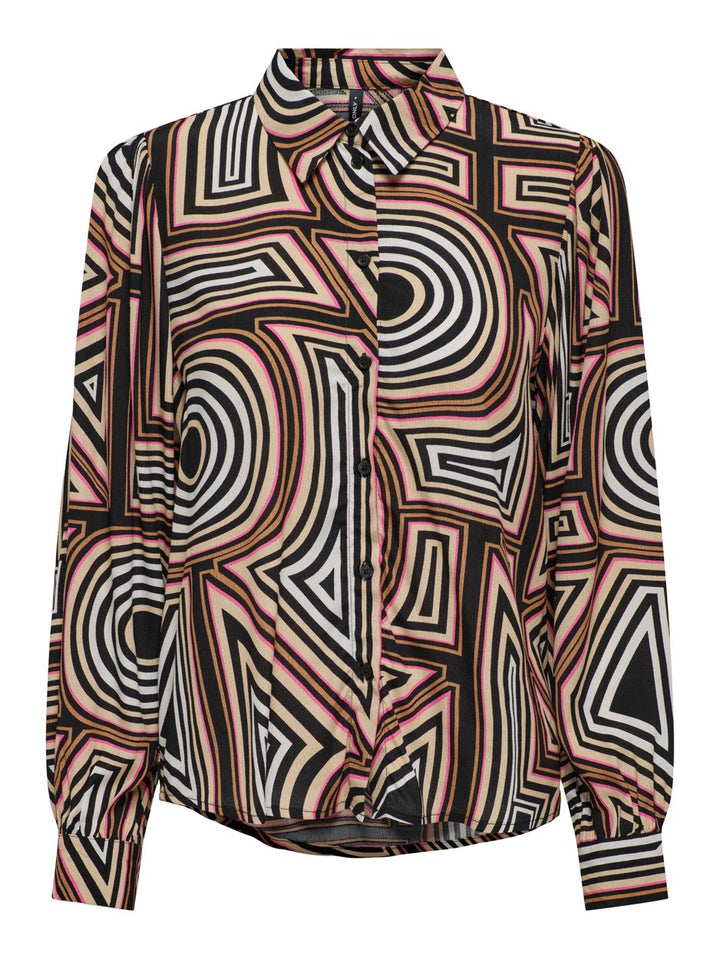 Onlmendes L/s Puff Cs Shirt Ptm - Zwart Dessin