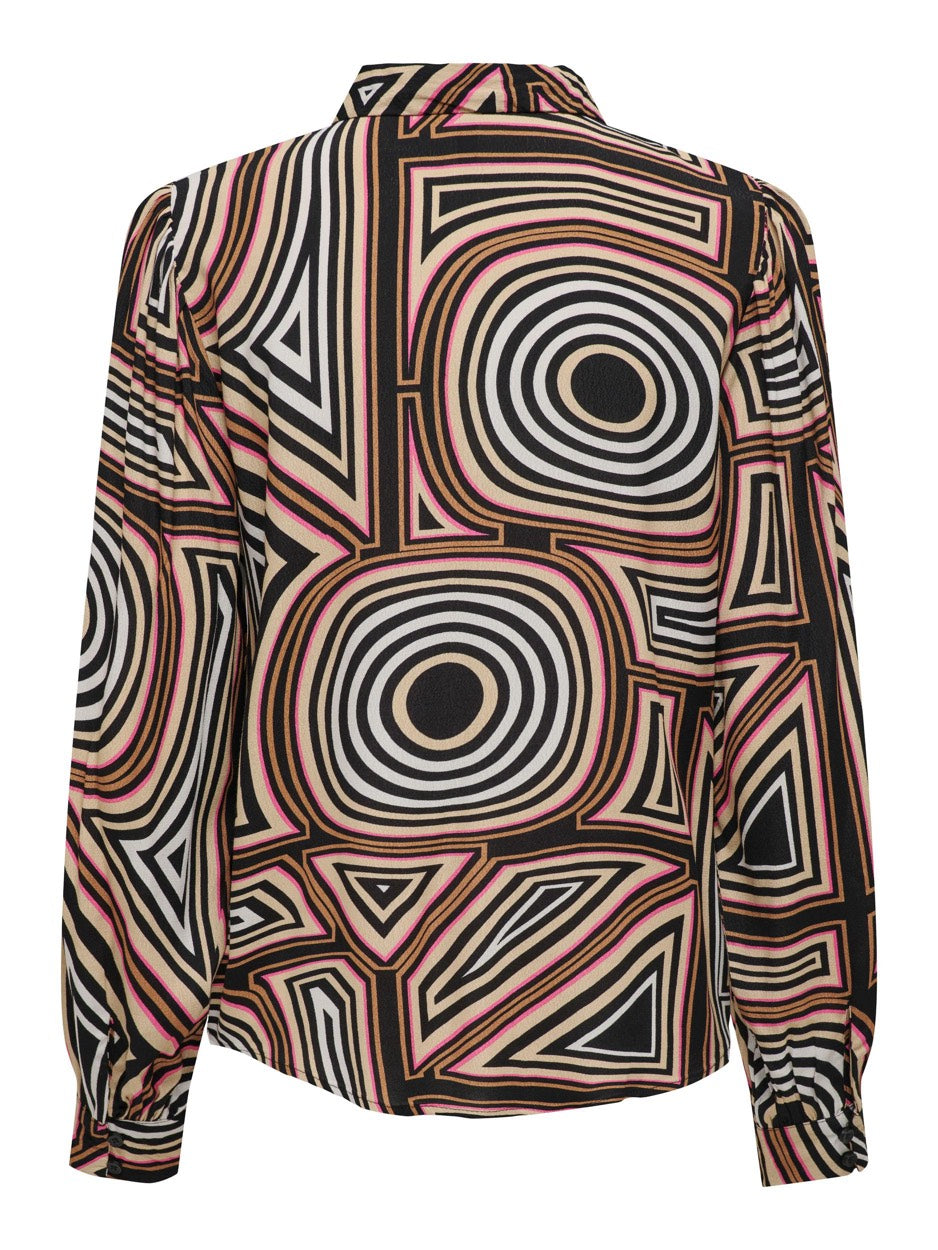 Onlmendes L/s Puff Cs Shirt Ptm - Zwart Dessin