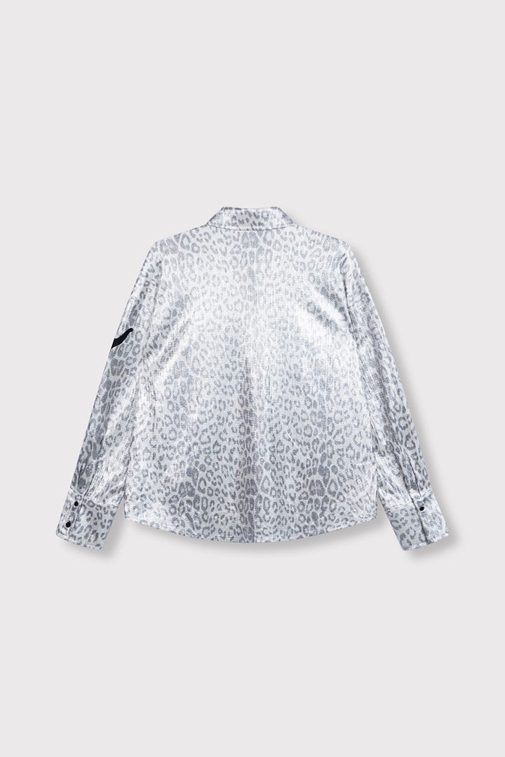 Ladies Knitted Leapord Blouse - Zilverkleurig