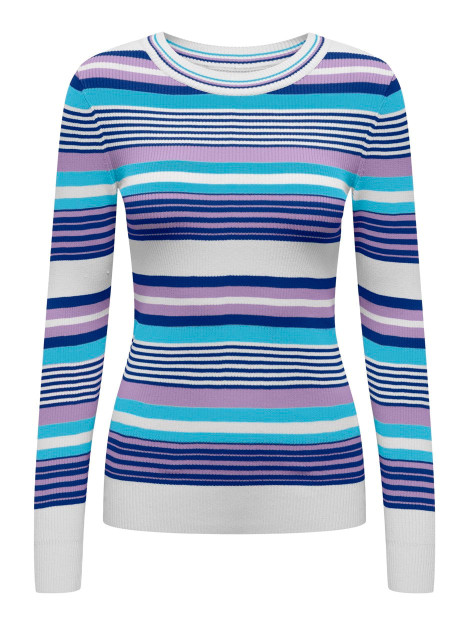 Onlmeleka Ls O-neck Stripe Cc Knt - Paars Dessin