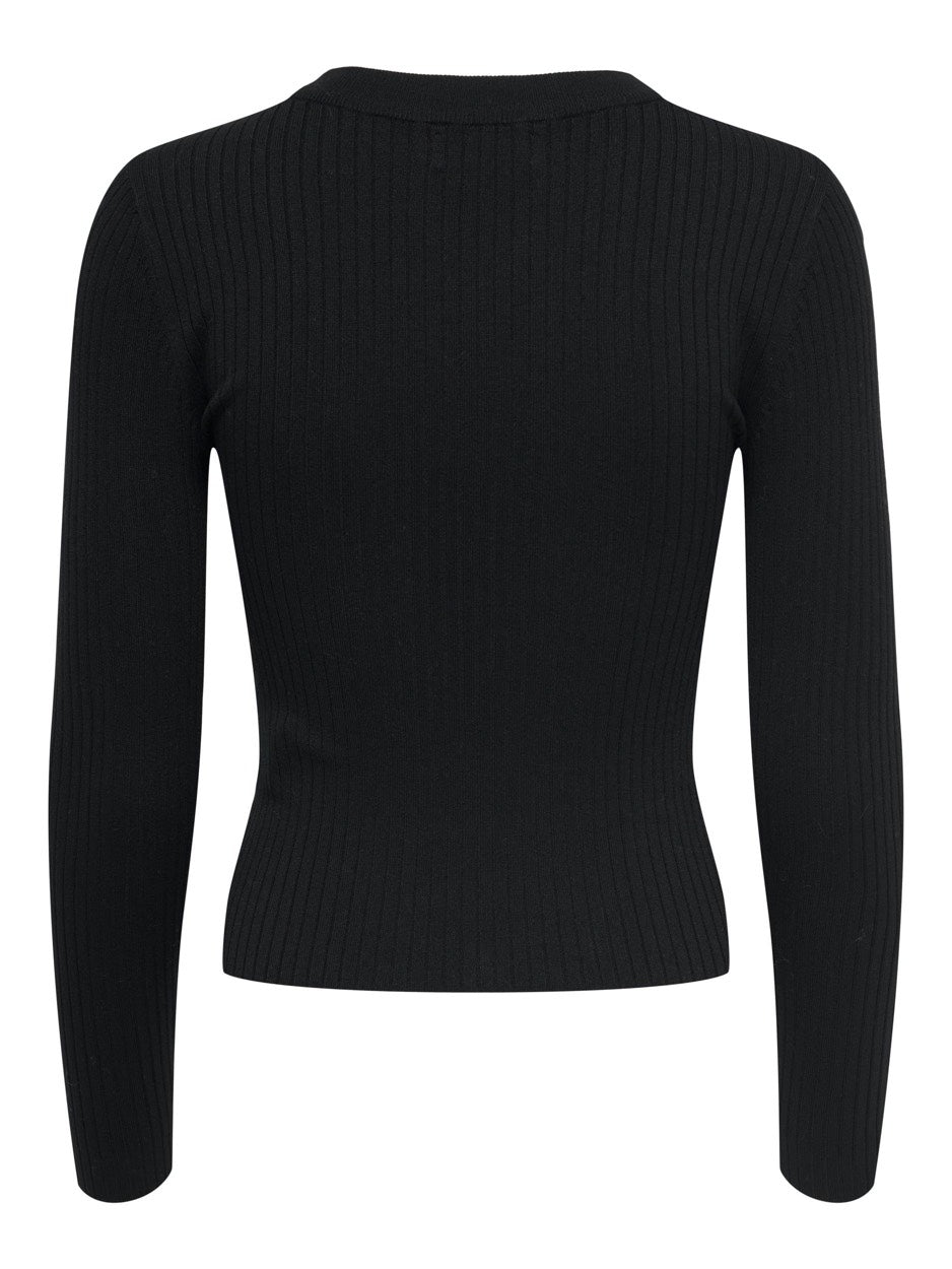 Jdyplum Ysla L/s O-neck Pullover Kn - Zwart
