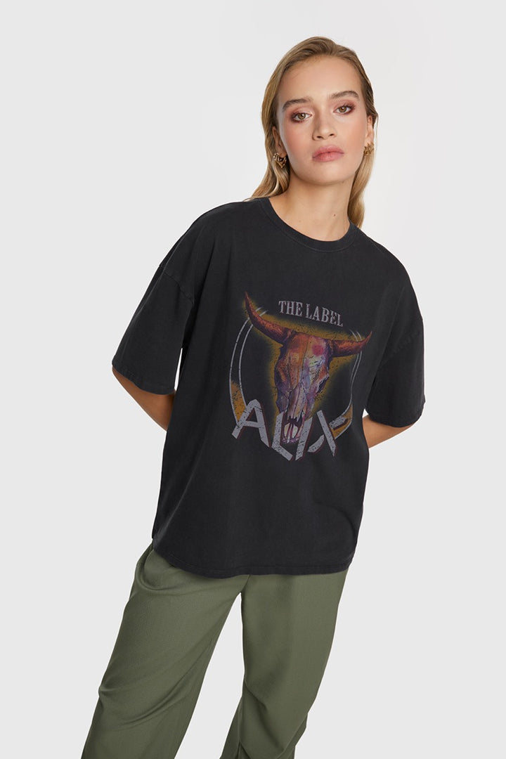 Ladies Knittet Bull T-shirt - Zwart