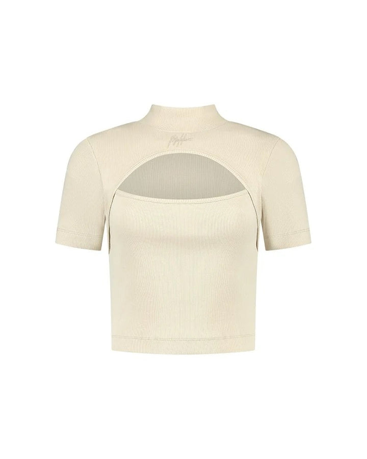 Cut Out Crop Top - Beige