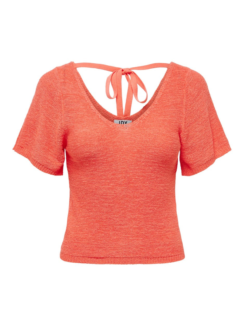 Jdydesha S/s V Neck Pullover Knt - Zalm/peach