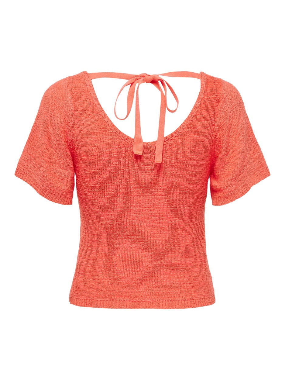 Jdydesha S/s V Neck Pullover Knt - Zalm/peach