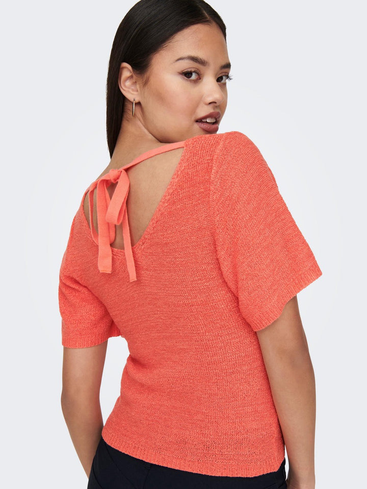 Jdydesha S/s V Neck Pullover Knt - Zalm/peach