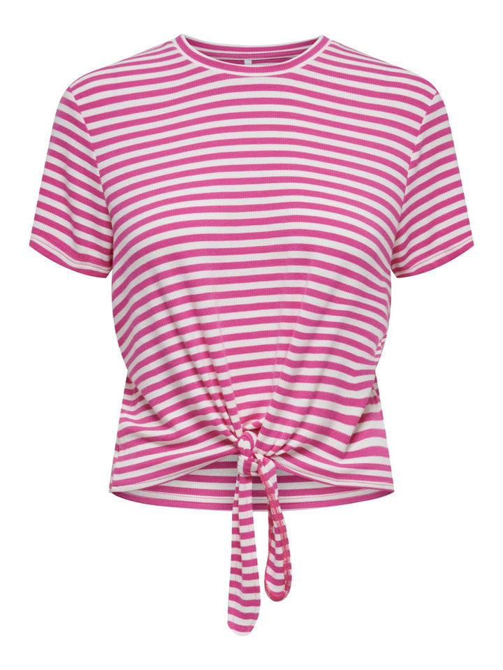 Onlbelia S/s Knot Top Box Jrs - Roze Dessin