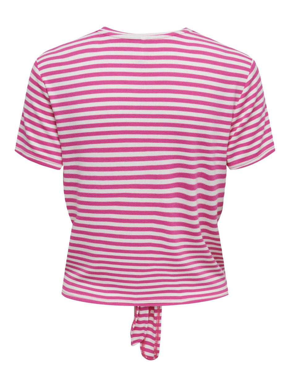 Onlbelia S/s Knot Top Box Jrs - Roze Dessin