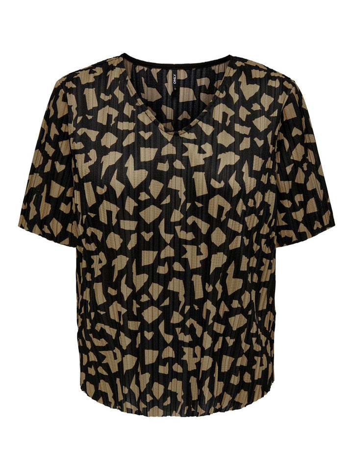 Onlsafari S/s V-neck Top Jrs - Bruin Dessin