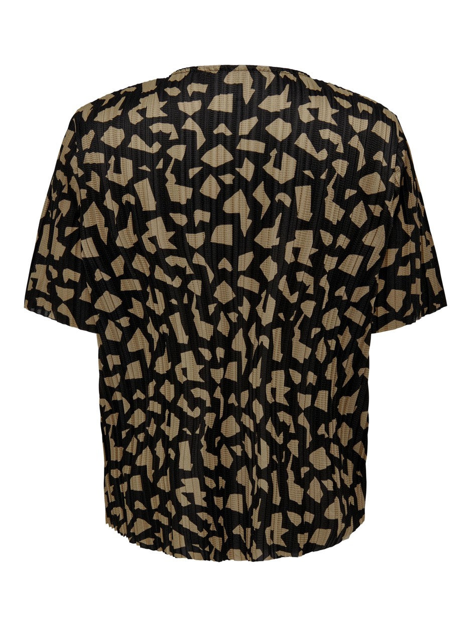 Onlsafari S/s V-neck Top Jrs - Bruin Dessin