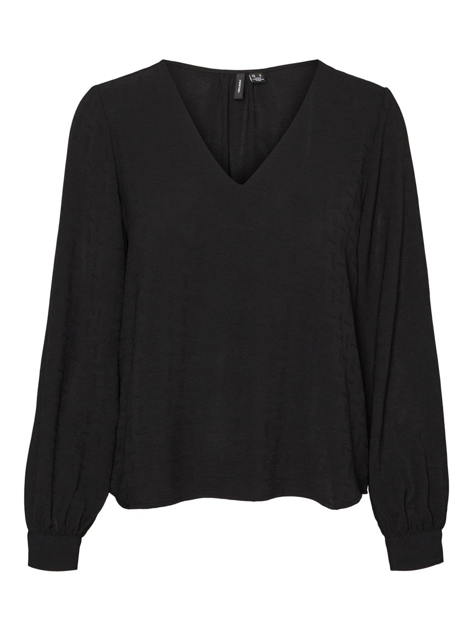 Vmvana Ls V-neck Top Wvn - Zwart