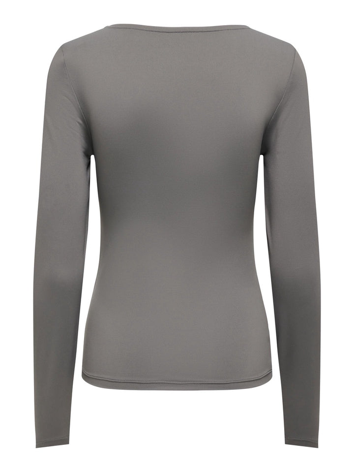 Onlea L/s Deep Neck Top Jrs Noos - Steel