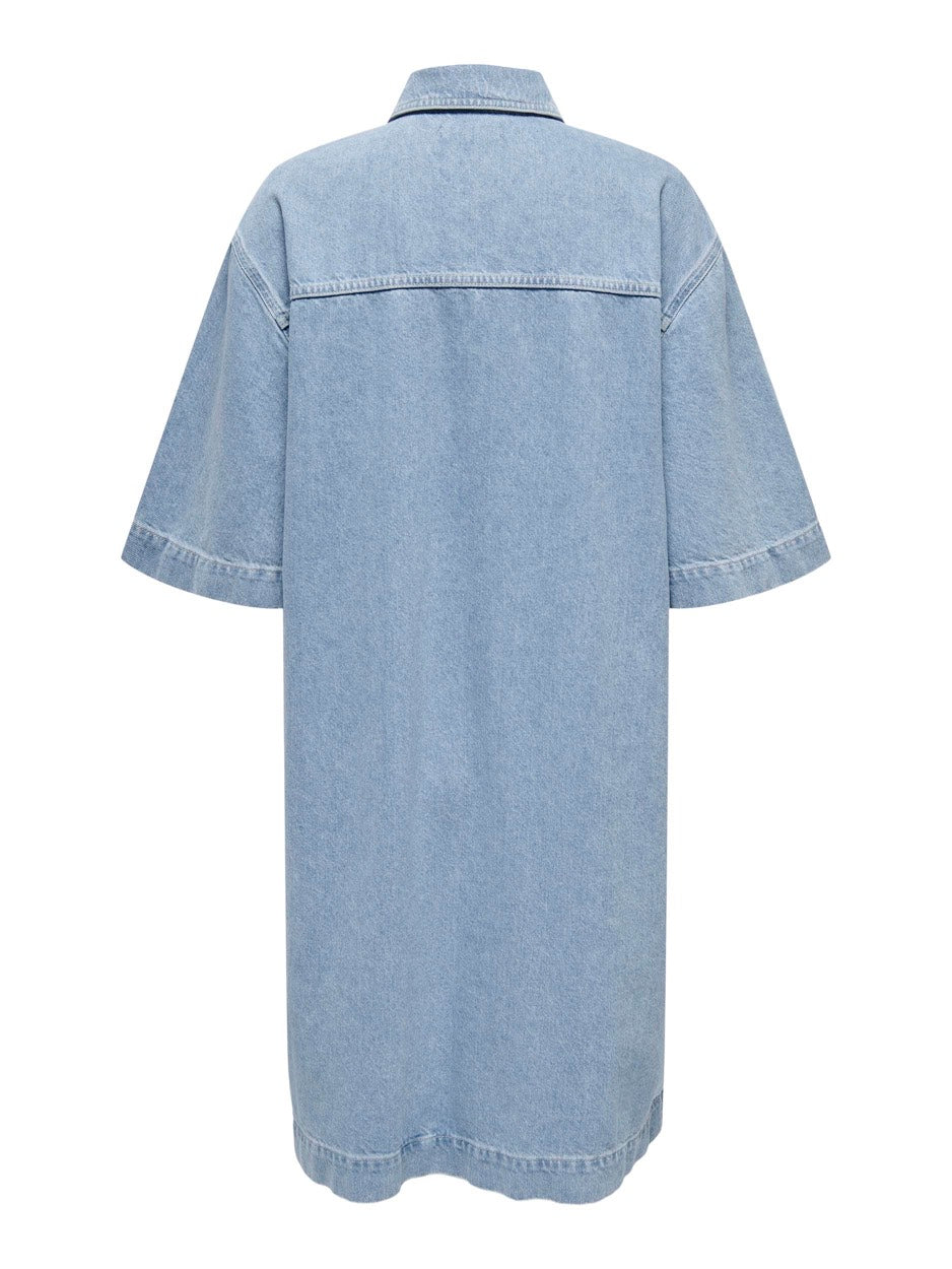 Onlsophie S/s Oversize Dress Dnm Si - Blue Denim
