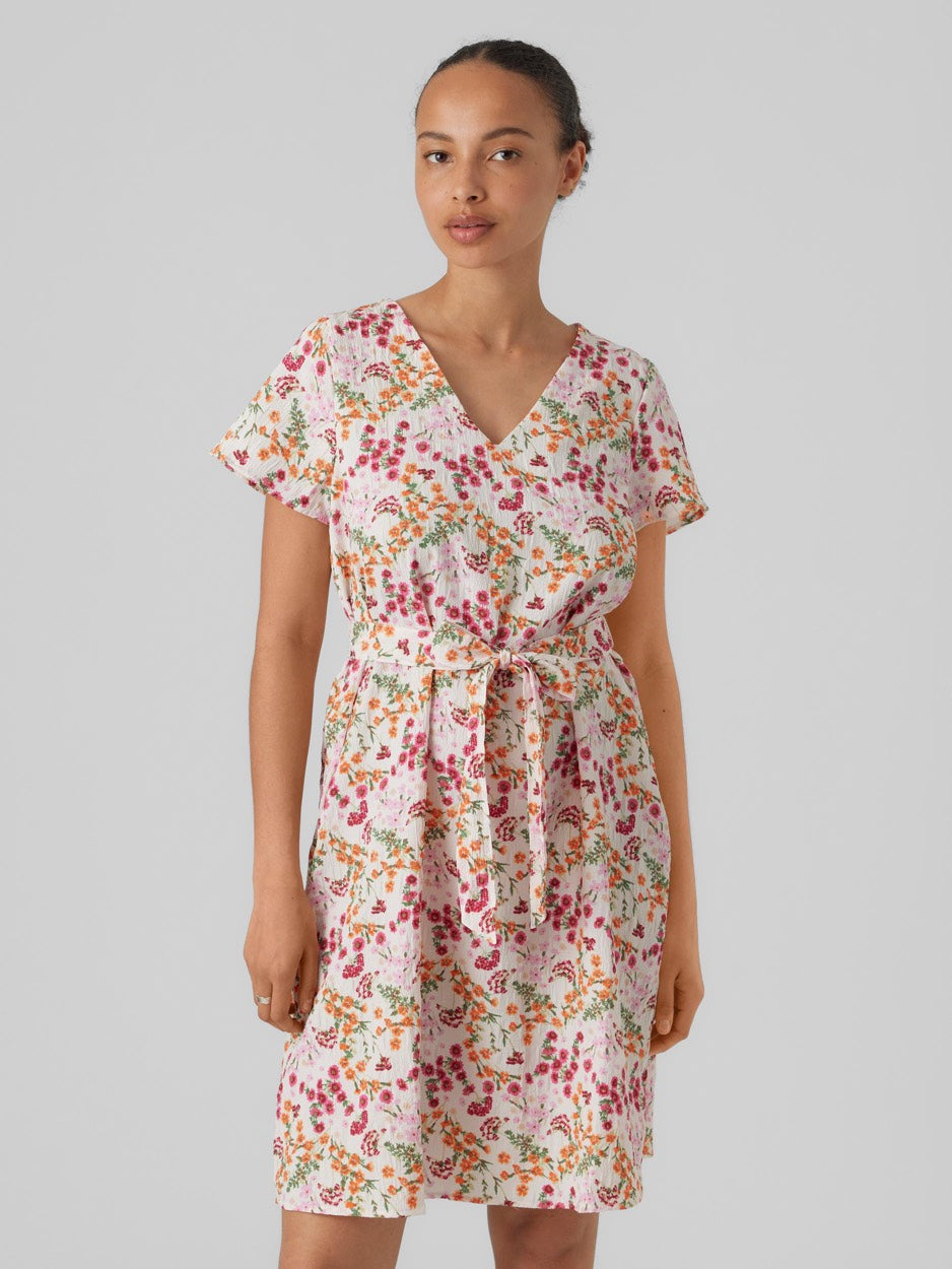 Vmutilla S/s V-neck Abk Dress Wvn B - Roze Dessin