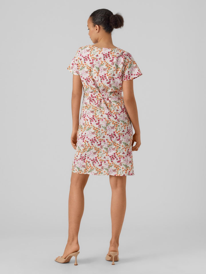 Vmutilla S/s V-neck Abk Dress Wvn B - Roze Dessin