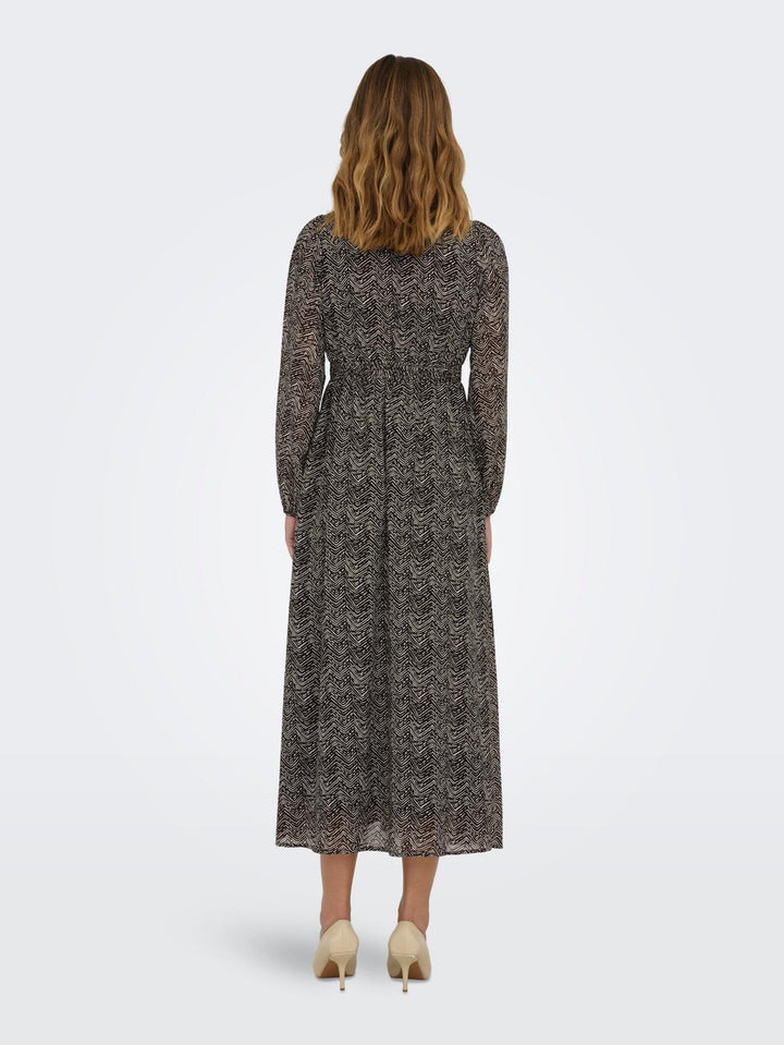 Onlstar Life L/s Amanda Long Dress - Bruin Dessin