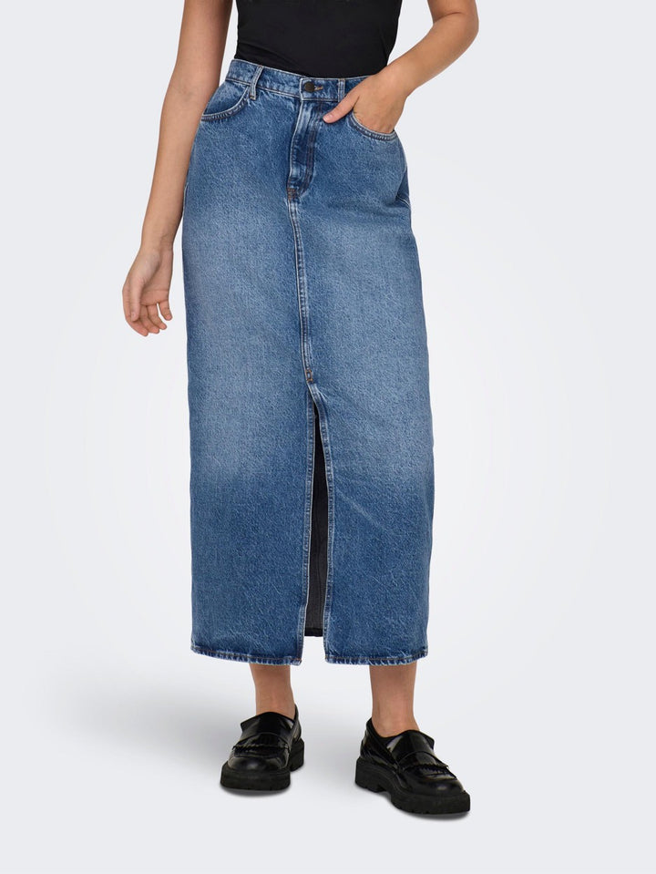 Onlcilla Long Slit Skirt Dnm Noos - Blue Denim