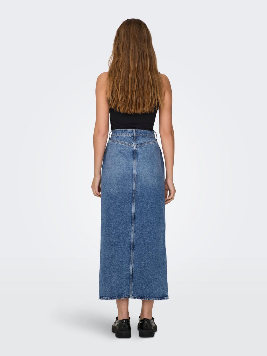 Onlcilla Long Slit Skirt Dnm Noos - Blue Denim