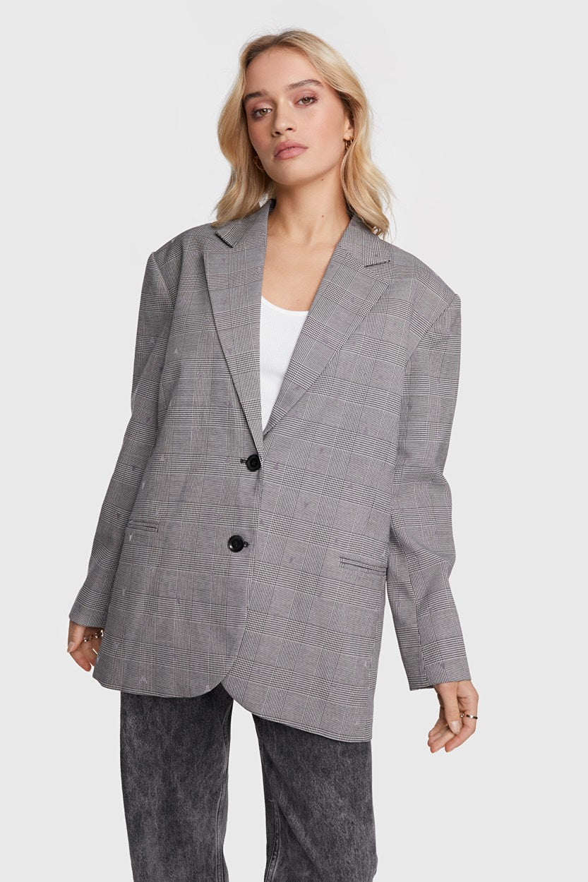 Ladies Woven Special Check Blazer - Zwart Dessin